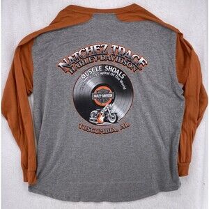 Harley Davidson Shirt Mens 2XL XXL Henley Natchez Trace Muscle Shoals Alabama